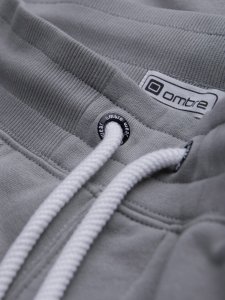 Ombre Męskie dzianinowe spodenki ze ściągaczem i kieszeniami - szare V8 OM-SRBS-0139 S 4