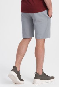 Ombre Męskie dzianinowe spodenki ze ściągaczem i kieszeniami - szare V8 OM-SRBS-0139 S 9