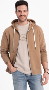 Ombre Bluza męska dresowa BASIC rozpinana z kapturem - brązowa V2 OM-SSBZ-0178 S 3