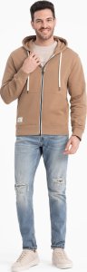 Ombre Bluza męska dresowa BASIC rozpinana z kapturem - brązowa V2 OM-SSBZ-0178 S 6