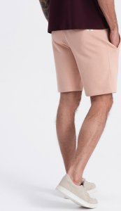 Ombre Męskie dzianinowe spodenki ze ściągaczem i kieszeniami - pudroworóżowe V11 OM-SRBS-0139 XL 9