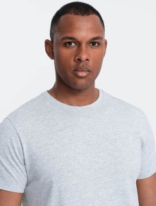 Ombre Męski klasyczny bawełniany T-shirt BASIC - szary melanż V5 OM-TSBS-0146 S 2