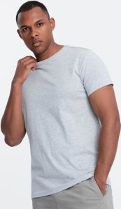 Ombre Męski klasyczny bawełniany T-shirt BASIC - szary melanż V5 OM-TSBS-0146 S 3