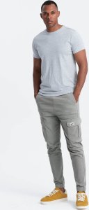 Ombre Męski klasyczny bawełniany T-shirt BASIC - szary melanż V5 OM-TSBS-0146 S 4