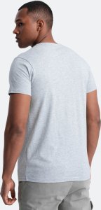 Ombre Męski klasyczny bawełniany T-shirt BASIC - szary melanż V5 OM-TSBS-0146 S 5
