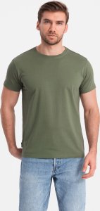 Ombre T-shirt męski klasyczny bawełniany BASIC - khaki V6 OM-TSBS-0146 M 1