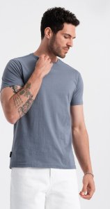 Ombre T-shirt męski klasyczny bawełniany BASIC - niebieski denim V7 OM-TSBS-0146 S 1