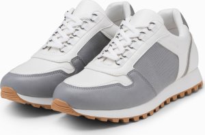 Ombre Patchworkowe buty męskie sneakersy z łączonych materiałów  biało-szare V3 OM-FOSL-0144 40 2