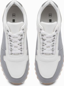 Ombre Patchworkowe buty męskie sneakersy z łączonych materiałów  biało-szare V3 OM-FOSL-0144 40 3