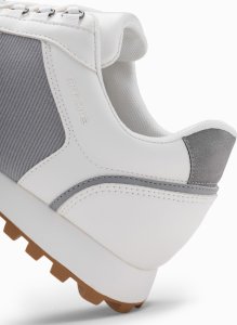 Ombre Patchworkowe buty męskie sneakersy z łączonych materiałów  biało-szare V3 OM-FOSL-0144 40 4