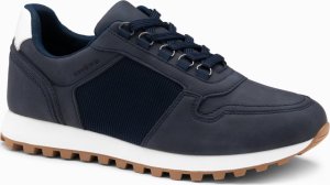 Ombre Patchworkowe buty męskie sneakersy z łączonych materiałów  granatowe V6 OM-FOSL-0144 40 1