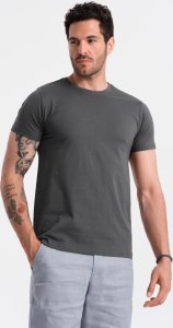 Ombre Męski klasyczny bawełniany T-shirt BASIC - grafitowy V15 OM-TSBS-0146 S 1