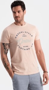 Ombre T-shirt męski z nadrukiem Ombre Casual Style  jasnoróżowy V3 OM-TSPT-0144 XL 1