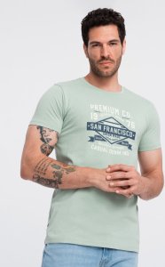 Ombre Bawełniany męski t-shirt z nadrukiem San Francisco  miętowy V2 OM-TSPT-0120 M 1