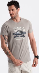 Ombre Męski bawełniany t-shirt z nadrukiem San Francisco  popielaty V4 OM-TSPT-0120 XL 1