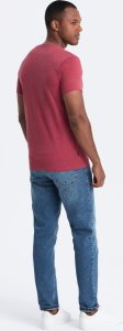 Ombre T-shirt męski z okrągłym rozpinanym dekoltem henley  czerwony V1 OM-TSCT-0155 XL 5