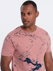 Ombre T-shirt męski bawełniany w esy-floresy  różowy V5 OM-TSFP-0184 M 1