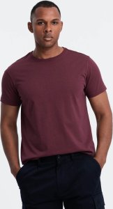 Ombre Klasyczny T-shirt męski bawełniany BASIC - bordowy V10 OM-TSBS-0146 M 1