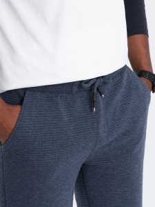 Ombre Męskie krótkie spodenki dresowe z dzianiny ottoman  granatowe V1 OM-SRSK-0150 S 2