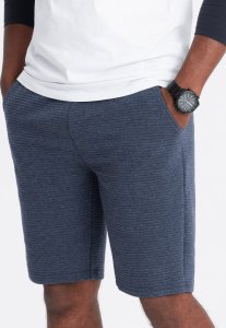 Ombre Męskie krótkie spodenki dresowe z dzianiny ottoman  granatowe V1 OM-SRSK-0150 S 3