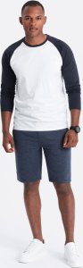 Ombre Męskie krótkie spodenki dresowe z dzianiny ottoman  granatowe V1 OM-SRSK-0150 S 4