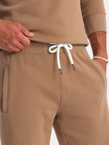 Ombre Męski komplet dresowy bluza + szorty  brązowy V2 Z77 XXL 5