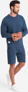 Ombre Męski dresowy komplet bluza + szorty  ciemnoniebieski V4 Z77 S 4
