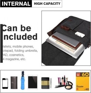 Kono Torba Vintage Męska z Płótna Grafit Karston 6