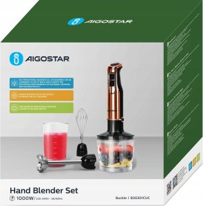 Blender Aigostar  Blender Reczny Aigostar Malakser Trzepaczka Kruszy Lód 1000W 3