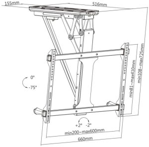 Techly Uchwyt sufitowy elektryczny Techly 32"-70", 35kg składany 10