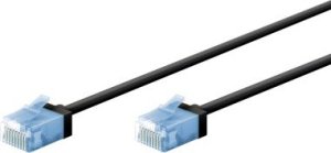 Goobay Ultra-elastyczny CAT 6A kabel krosowy, slim, U/UTP, czarny - Długość kabla 15 m 1
