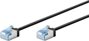 Goobay Ultra-elastyczny CAT 6A kabel krosowy, slim, U/FTP, czarny - Długość kabla 0.15 m 1