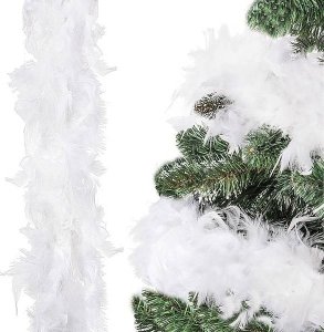Springos Boa z piór naturalnych 300 cm łańcuch na choinkę, ozdoba świąteczna biały UNIWERSALNY 1