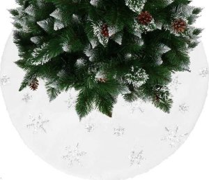 Springos Dywanik pod choinkę 55 cm mata na prezenty biała w śnieżynki UNIWERSALNY 1