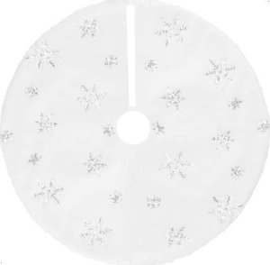 Springos Dywanik pod choinkę 55 cm mata na prezenty biała w śnieżynki UNIWERSALNY 7