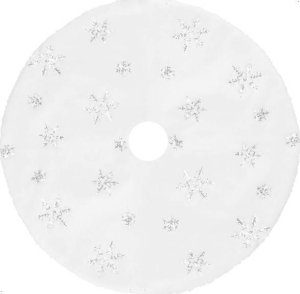 Springos Dywanik pod choinkę 55 cm mata na prezenty biała w śnieżynki UNIWERSALNY 8