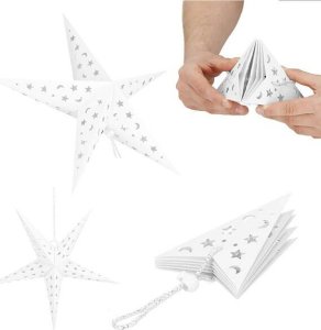 Springos Gwiazda świąteczna papierowa 3D 25 cm zawieszka choinkowa biała UNIWERSALNY 5