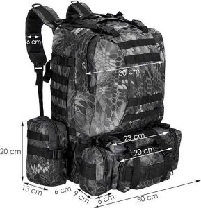 Plecak turystyczny Springos Plecak trekkingowy, turystyczny 50 L wojskowy kryptek czarno-szary UNIWERSALNY 12