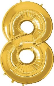 Springos Balony na urodziny cyfra 80 foliowe 40 cm złoty UNIWERSALNY 2