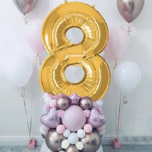 Springos Balony na urodziny cyfra 80 foliowe 40 cm złoty UNIWERSALNY 7