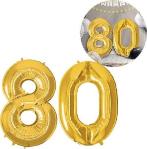 Springos Balony na urodziny cyfra 80 foliowe 40 cm złoty UNIWERSALNY 8