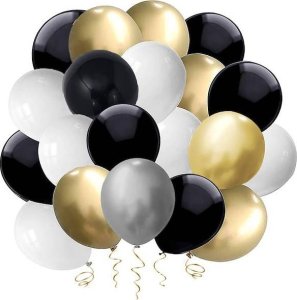 Springos Balony na urodziny 53 szt. dekoracje z napisem happy birthday złoty/czarny/srebrny/biały UNIWERSALNY 4