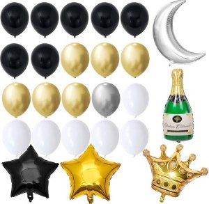 Springos Balony na urodziny 53 szt. dekoracje z napisem happy birthday złoty/czarny/srebrny/biały UNIWERSALNY 5