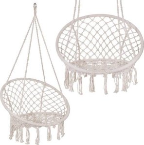 Springos Bocianie gniazdo z frędzlami huśtawka ogrodowa kremowa UNIWERSALNY 13