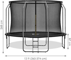 Springos Trampolina ogrodowa dla dzieci 12 FT z siatką wewnętrzną i ringiem 365-374 cm UNIWERSALNY 9