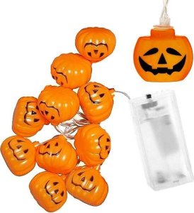 Springos Lampki na Halloween dynie girlanda łańcuch świetlny na baterie 10 LED UNIWERSALNY 5