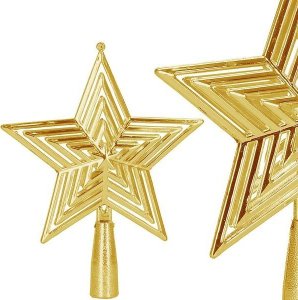 Springos Czubek na choinkę 18,5 cm szpic, ażurowa gwiazda złota UNIWERSALNY 3