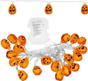 Springos Lampki na Halloween dynie girlanda łańcuch świetlny na baterie i pilota 20 LED UNIWERSALNY 12