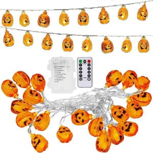 Springos Lampki na Halloween dynie girlanda łańcuch świetlny na baterie i pilota 20 LED UNIWERSALNY 3