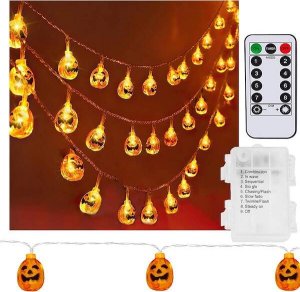 Springos Lampki na Halloween dynie girlanda łańcuch świetlny na baterie i pilota 20 LED UNIWERSALNY 4